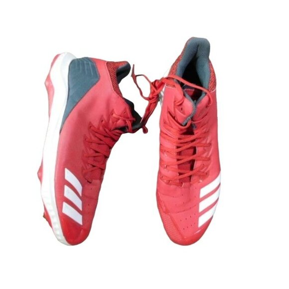 Adidas Men's Size 15 Icon Bounce, Metal Baseball   Cleats  Red White - Picture 1 of 4